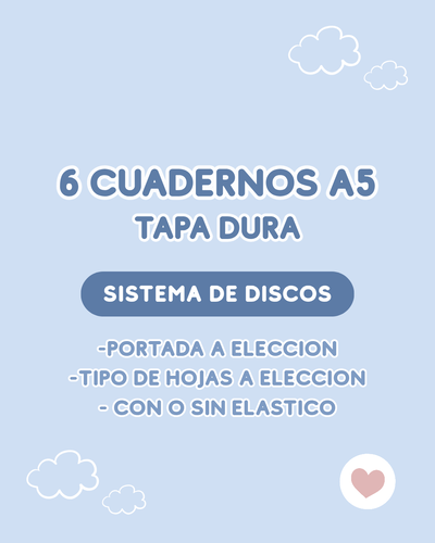 x6 Cuadernos A5 tapa dura - con discos