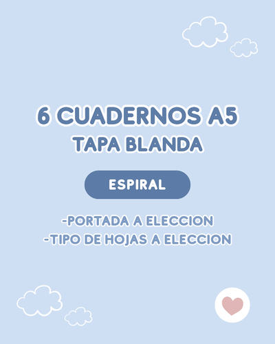 x6 Cuadernos A5 tapa blanda - espiral
