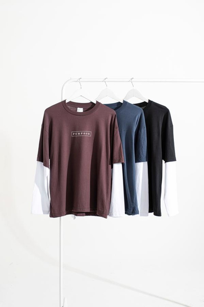 REMERA BOXY SUPERPUESTA "PURPOSE"