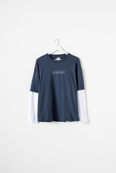 REMERA BOXY SUPERPUESTA "PURPOSE"