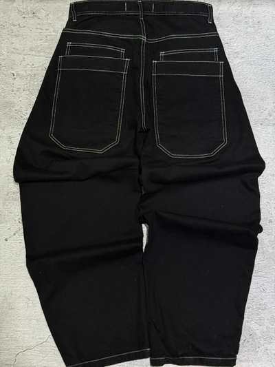 JEAN BAGGY NEGRO COSTURAS CONTRASTANTE