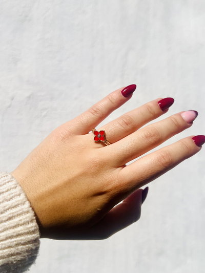 Anillo "Flor" roja AD