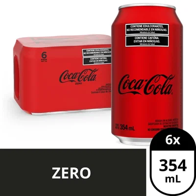 Coca Cola Lata Zero 357 ml x 6u
