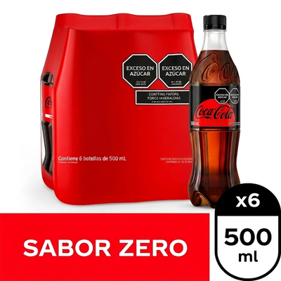 Coca Cola Zero 500 ml pack x 6u