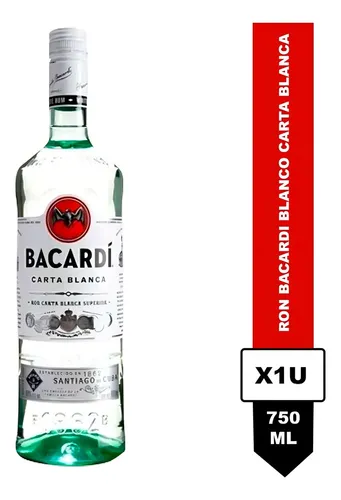 Ron Bacardi Blanco 750 ml x unidad 