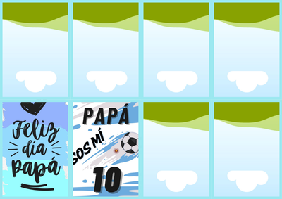 Mini Álbum Día del Padre Editable en Canva | Celeste y Blanco + Tarjetas Imprimibles
