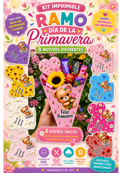 Kit Imprimible Ramo Día de la Primavera – 8 Motivos en PNG