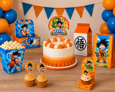 Kit Imprimible Dragon Ball para Cumpleaños | Decoración Fiesta Infantil PNG