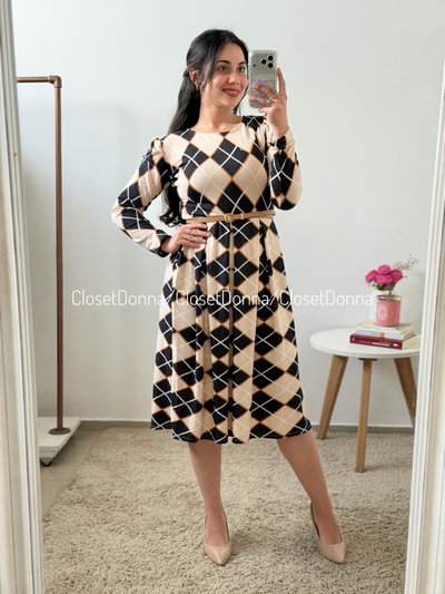 Vestido Rombos (Estampa 2) - Talles S a 3XL (Busto hasta 135)