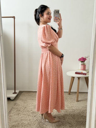 Vestido Lunares (Rosa) - Talle único (Busto hasta 105)