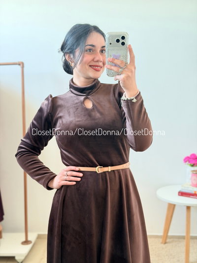 Vestido Pranny (Chocolate) - Talles S a L (Busto hasta 112)