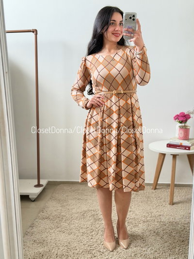 Vestido Rombos (Estampa 1) - Talles S a 3XL (Busto hasta 135)