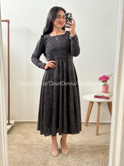 Vestido Mandy (Gris oscuro) - Talles S a XXL (Busto hasta 125)