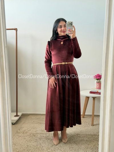Vestido Pranny (Bordó) - Talles S a XL (Busto hasta 120)