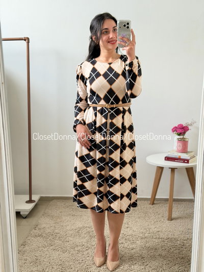 Vestido Rombos (Estampa 2) - Talles S a 3XL (Busto hasta 135)