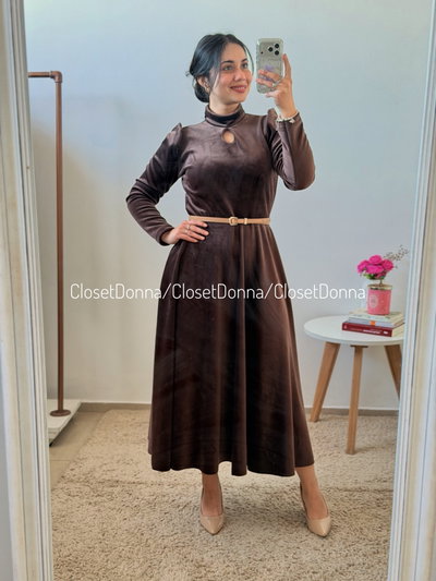 Vestido Pranny (Chocolate) - Talles S a L (Busto hasta 112)