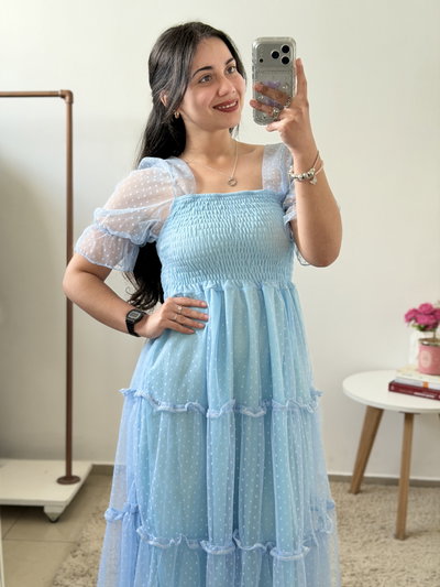 Vestido Ximena (Celeste) - Talle único (Busto hasta 105)