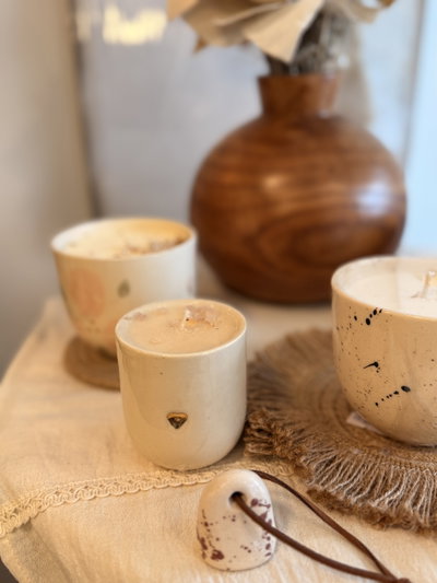 Velas en cuencos de cerámica xl