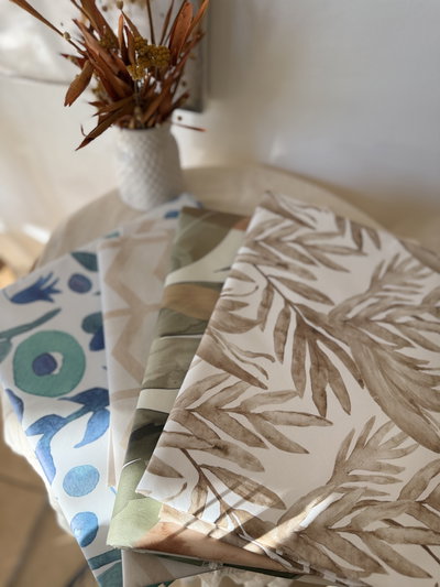 Manteles impermeables de eco cuero estampados 