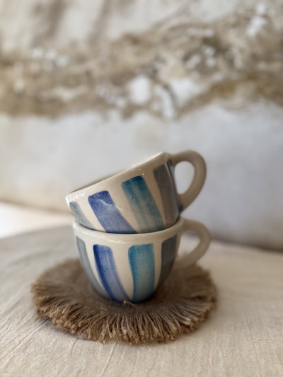 Tazas rústicas azules 