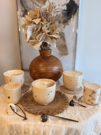 Vela de cerámica xl. Salpicado beige 