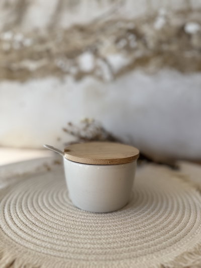 Azucarera con tapa de bambú 