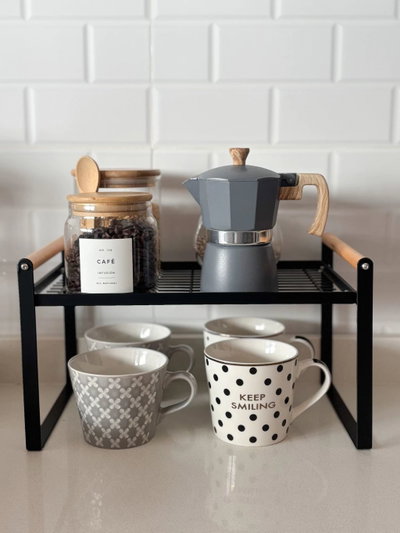 Soporte de hierro con base de madera 