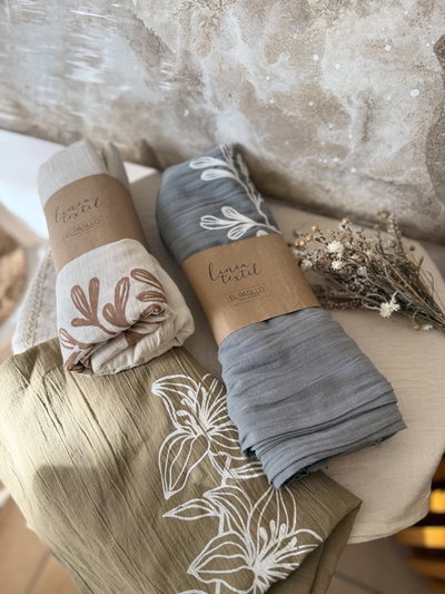 Mantel de tela pintado artesanalmente 