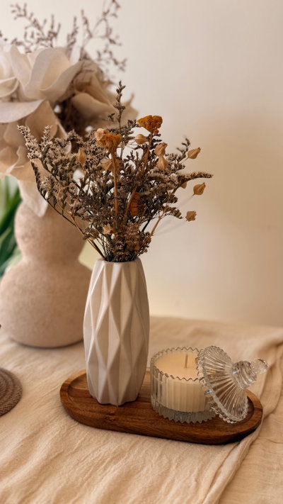 Florero blanco ‘rayas’ 
