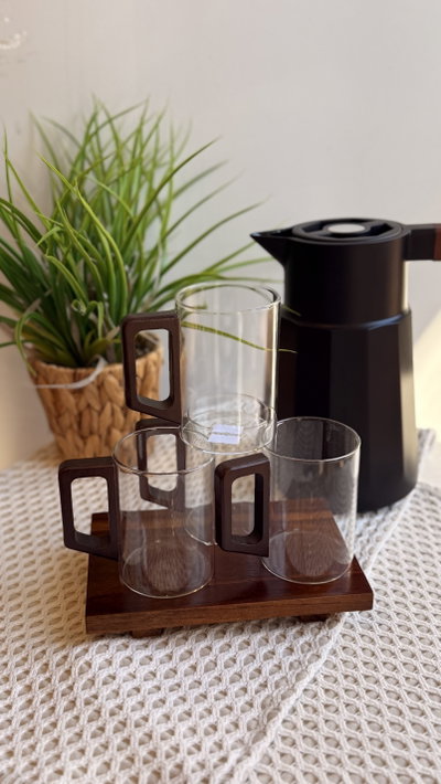 Set x2 tazas con manija de madera