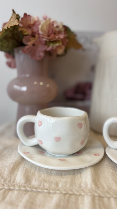 Set de taza con platito de cerámica 