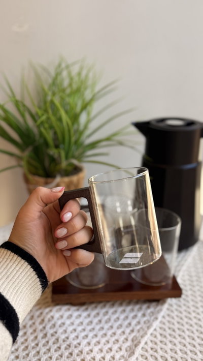 Set x2 tazas con manija de madera