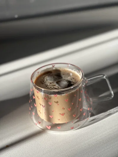 Taza doble fondo corazón rosa xl 