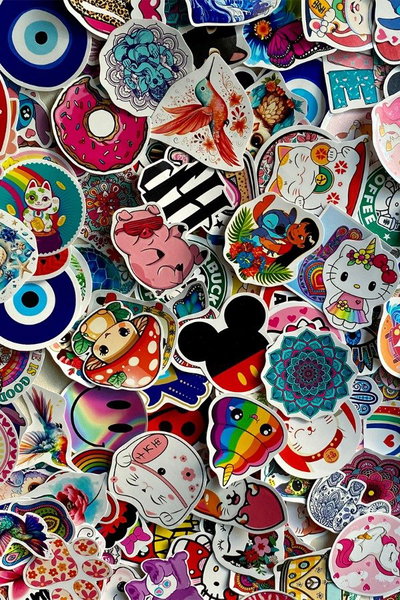 PACK STICKERS VINILO  BLANCO  100U A ELECCIÓN 6CM