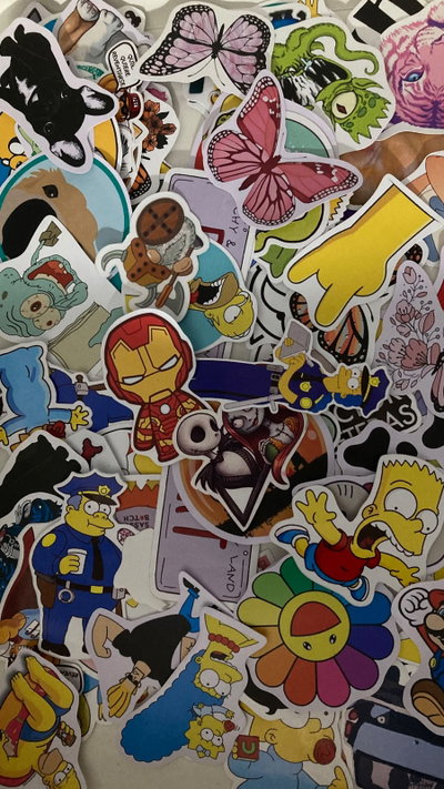 PACK STICKERS VINILO  BLANCO   100U A ELECCIÓN A 8CM