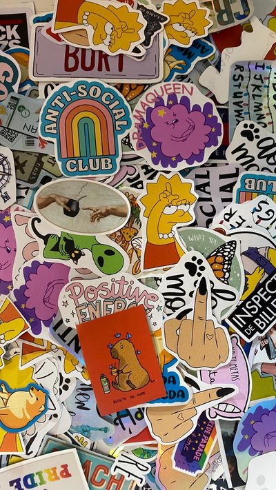 PACK STICKERS VINILO  BLANCO  500U A ELECCIÓN 4CM