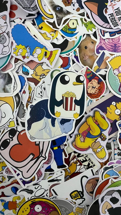 PACK STICKERS VINILO  BLANCO 100U A ELECCIÓN 10CM