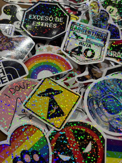 Packs de 100u EN VINILO GLITTER A ELECCION de 6cm