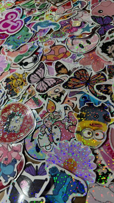 PACK STICKERS VINILO  PACK HOLOGRAFICO 500UN 6 CM