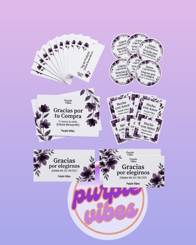 Kit Emprendedor Premium: Etiquetas y Tags 100% Editables 🚀 LILA