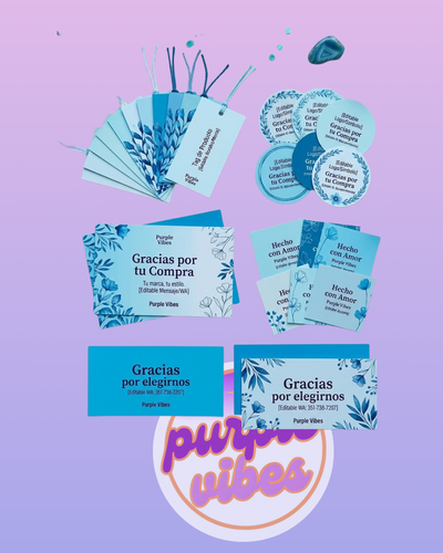 Kit Emprendedor Premium: Etiquetas y Tags 100% Editables 🚀 CELESTE
