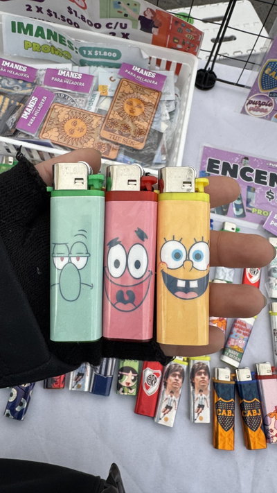 pack 3 encendedores de bob esponja