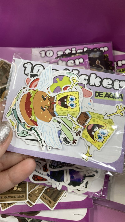 Combo de 10 stickers a prueba de agua bob esponja 
