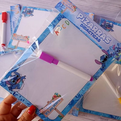 10 pizarra didactica con fibron y cierra bolsa personalizados