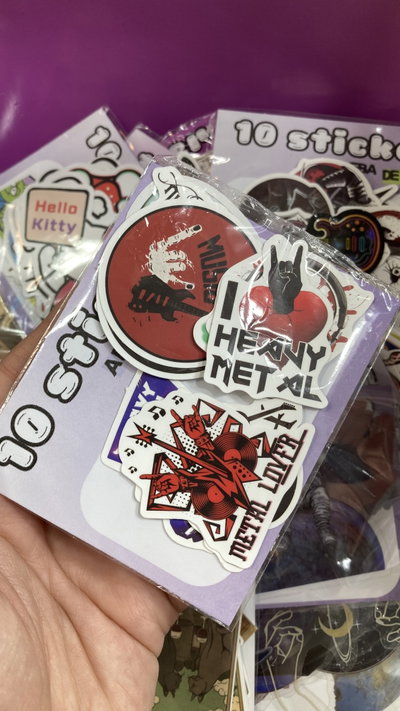 Combo de 10 stickers a prueba de agua rock  