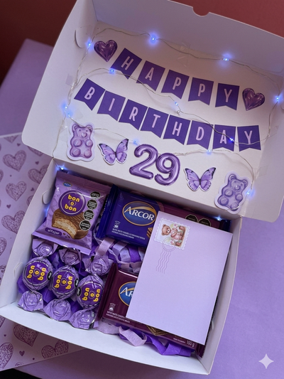Box feliz cumpleaños purple 