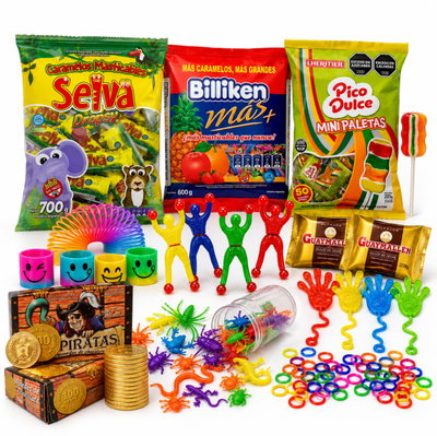 Combo Golosinas Juguetes Monedas Chocolate 20 Chicos