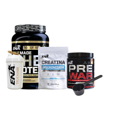 COMBO INICIAL ENA(PROTEÍNA 1KG+CREATINA 300GR+PRE ENTRENO 512GR)
