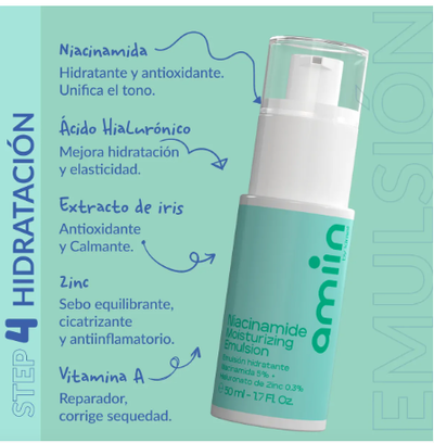 Emulsión Hidratante Niacinamida 5% + Hialuronto de Zinc 0,3% Idraet Amiin Step 4 – 50 ml