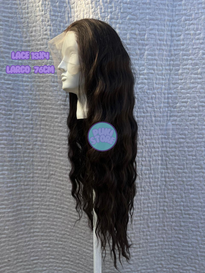 Peluca Lacrefront rizada castaña oscuro (Soft Kanekalon)